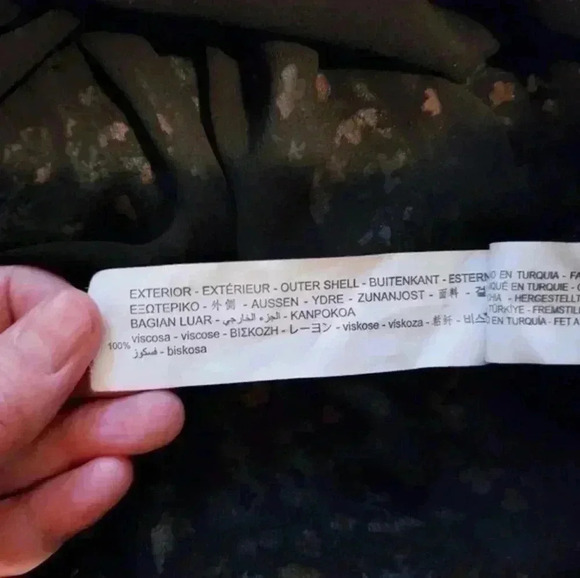 ZARA Dress Floral Mini Long Sleeves Black Blue Yellow Chiffon Y2K Women's Med - Picture 13 of 16